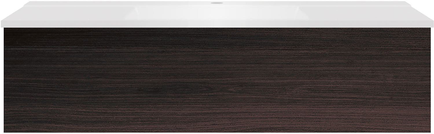 SOUS MEUBLE COFFEE 1 TIROIR 120 CHENE DECOR MOKKA+LAVABO BLANC