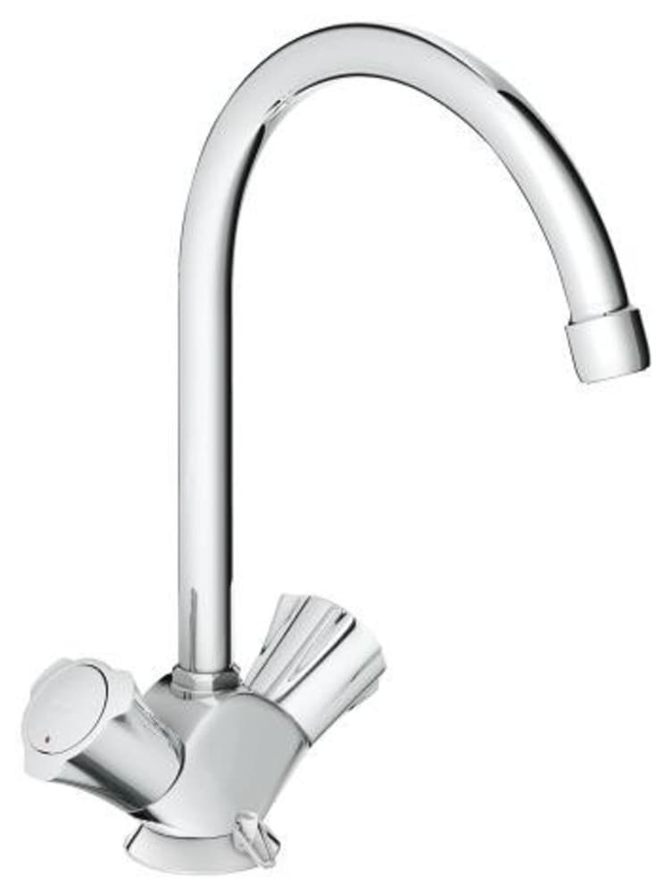 Grohe Costa L mélangeur cuisine monotrou 2 poignées bec mobile brise-jet chromé