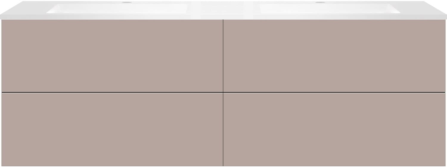 SOUS MEUBLE COFFEE 4 TIROIRS 180 DUO BASALTGRIJS +DOUBLE LAVABO EN MARBRE SYNTHETIQUE BLANC MAT