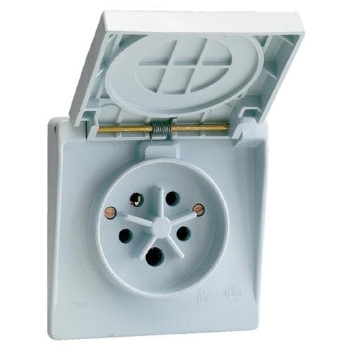 Prise étoile semi - étanche 3 pôles + N + T 32A IP44 Gris
