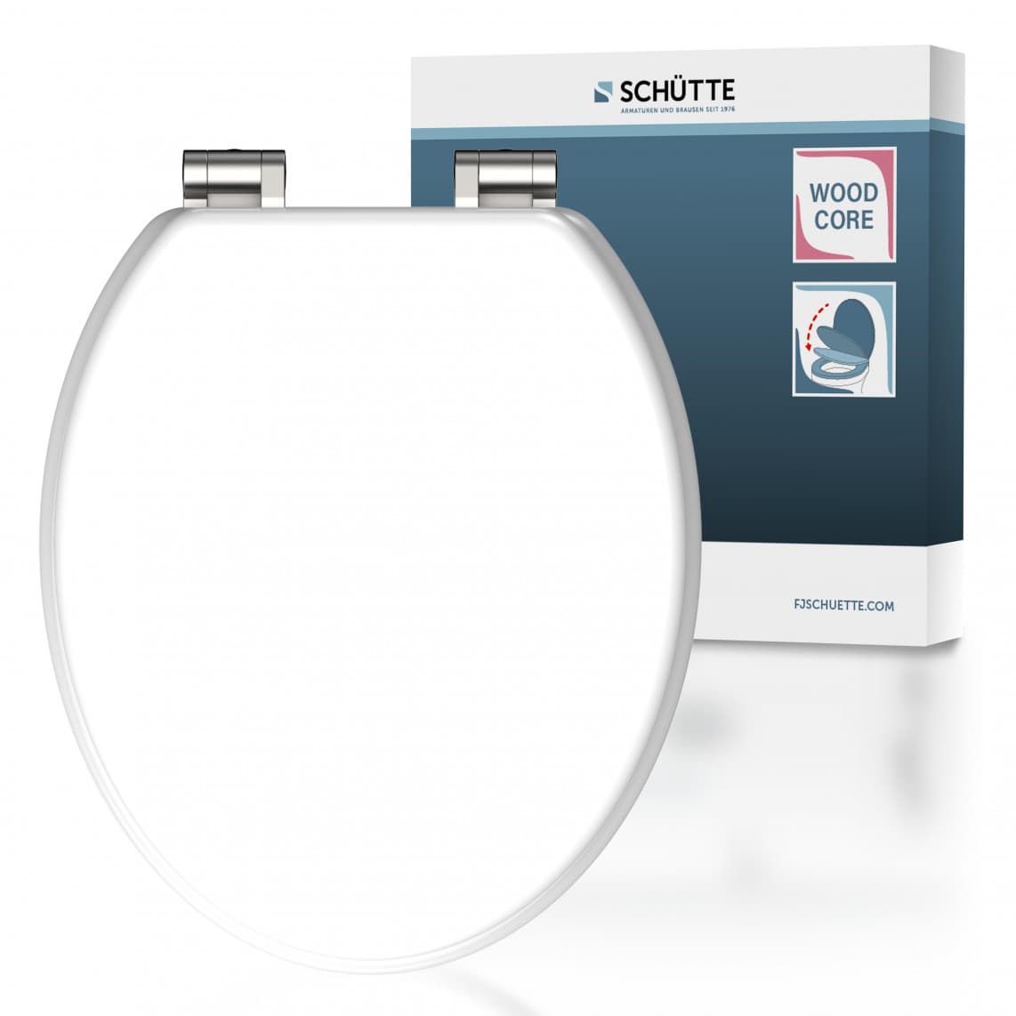 84100 abattant WC avec noyau en bois WHITE, avec frein de chute