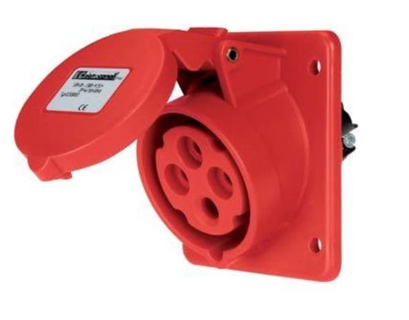 Prise inclinée (20°) CEE à encastrer IP44 3 pôles + T 400V 32A