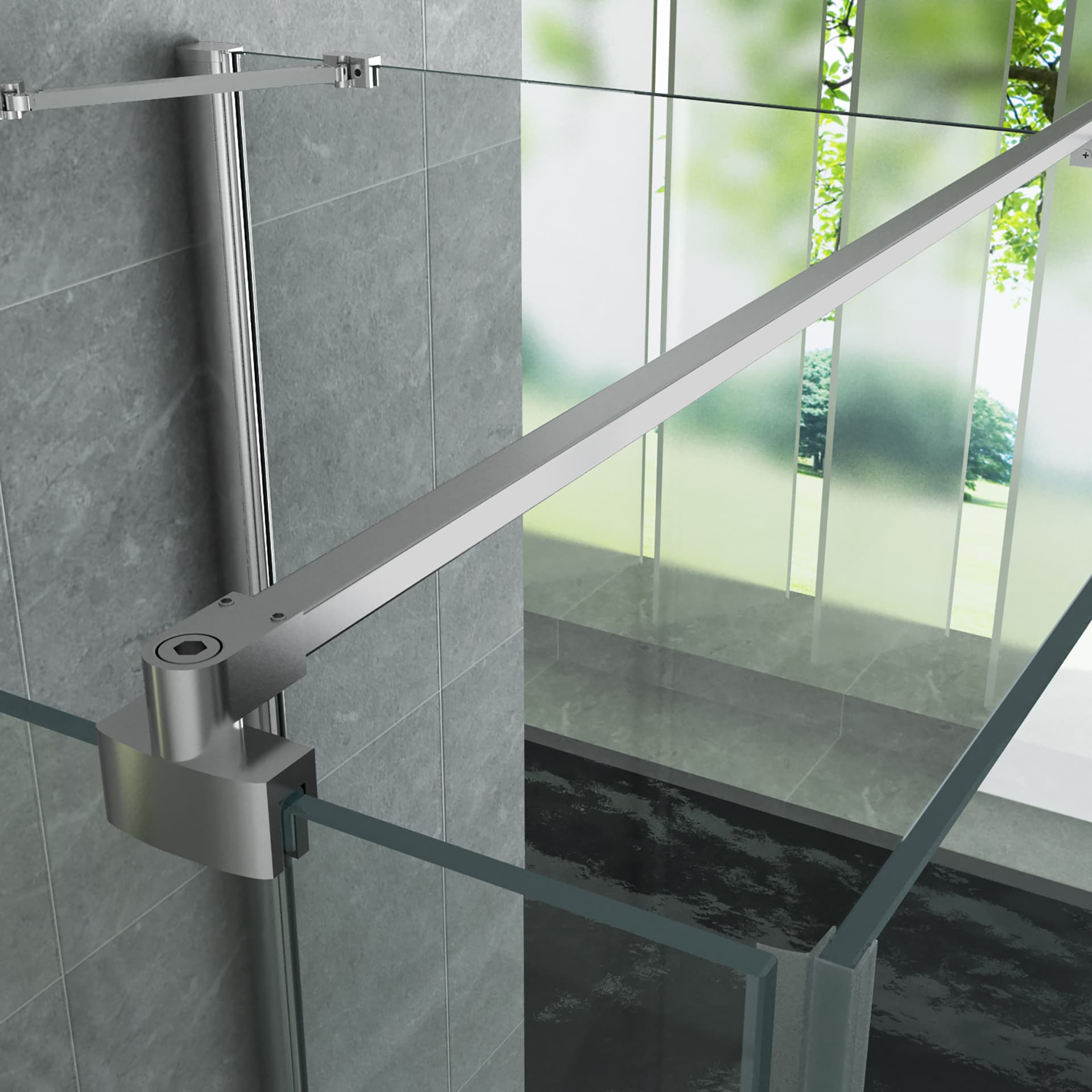 ALONI CABINE DE DOUCHE U - 2 PORTES PIVOTANTES ET 2 PAROIS LATÉRALES - 900 X 900 X1950 MM - CHROME - VERRE CLAIR