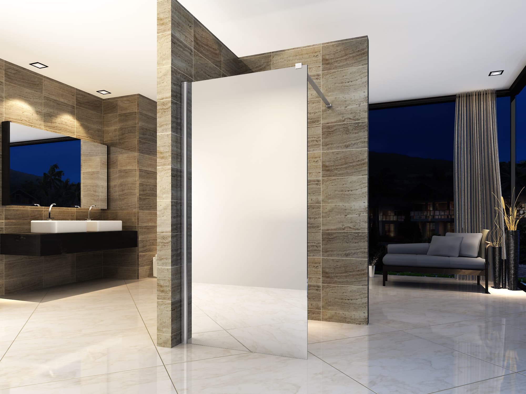 ALONI DOUCHE À L’ITALIENNE - 1400X2000MM - CHROME-VERRE MIROIR