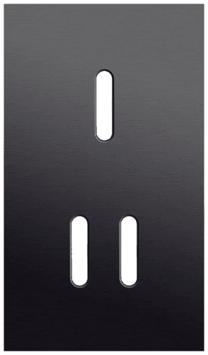 Plaque de recouvrement double, verticale 60 mm d'entraxe, pour une fonction de commutation simple et une double, Niko Rocker alu black brushed