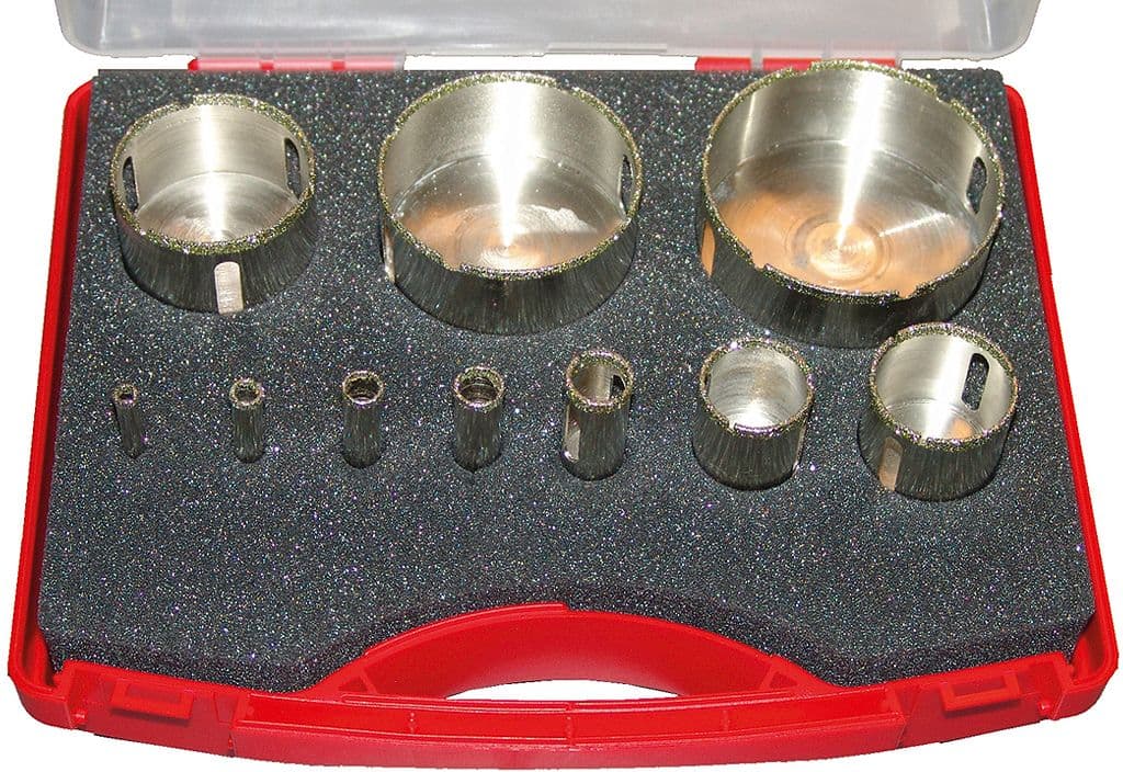BOÎTE DE TREPANS DIAMANTES A EAU 6 T/M75MM (TÊTE DE FORET 13MM)