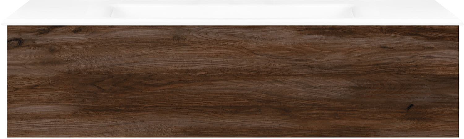 SOUS MEUBLE COFFEE 1 TIROIR 120 NOYER DECOR VELOURS+LAVABO PORCELAINE SANS TROU ROBINET BLANC