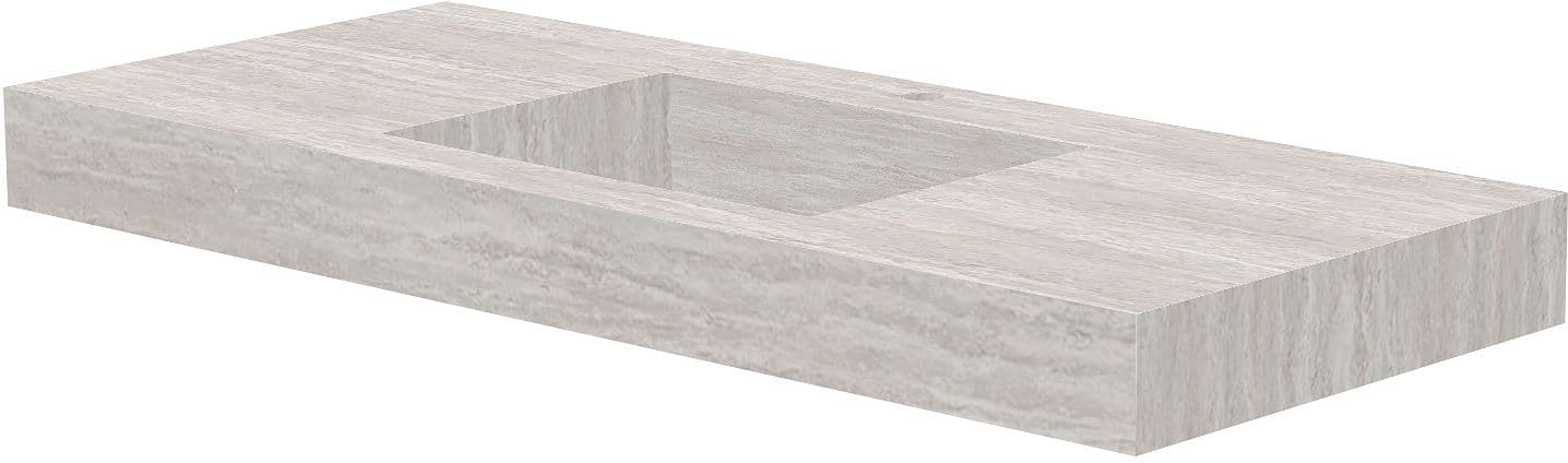 TABLET MARBRE CERAMIQUE PURO LAVABO S CENTRAL L120 H10 +TROU ROBINET TRAVERTIN NEW