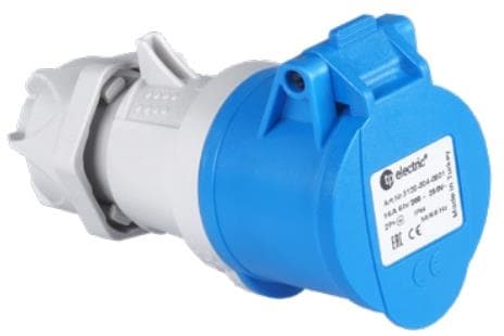 Fiche CEE femelle 4 x 32A 200 - 250Vac 9h Bleu IP44 avec raccords rapides