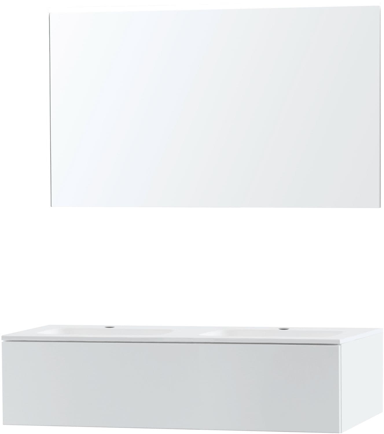 MEUBLE PURO DUO BLANC 120 1 TIROIR MARBRE SYNTHETIQUE MIROIR