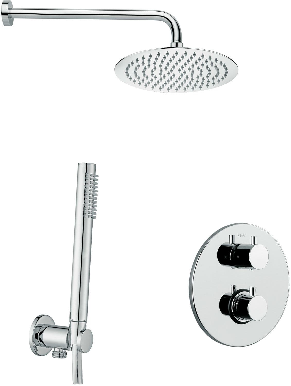 SET DE DOUCHE A ENCASTRER THERMOSTAT+ DOUCHE DE TETE+DOUCHE A MAIN A MAIN NORDICA CHROME BY PAFFONI