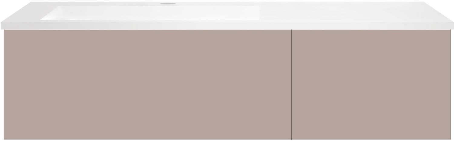 SOUS MEUBLE COFFEE 2 TIROIRS 120 MAT BASALTGRIJS+LAVABO GAUCHE EN MARBRE SYNTHETIQUE BLANC