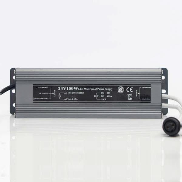 Adaptateur avec alimentation caoutchouc Verte , 24V, 150W, 3m, IP67