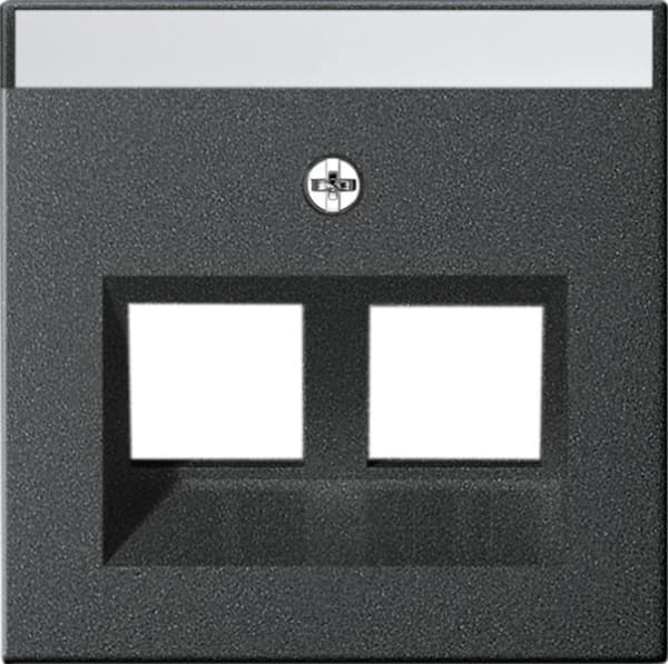 Cache avec sortie oblique 30° et zone d'inscription pour anneau de support jack modulaire 2 x