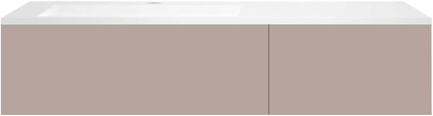SOUS MEUBLE COFFEE 2 TIROIRS 140 MAT BASALTGRIJS+LAVABO EN MARBRE SYNTHETIQUE GAUCHE BLANC