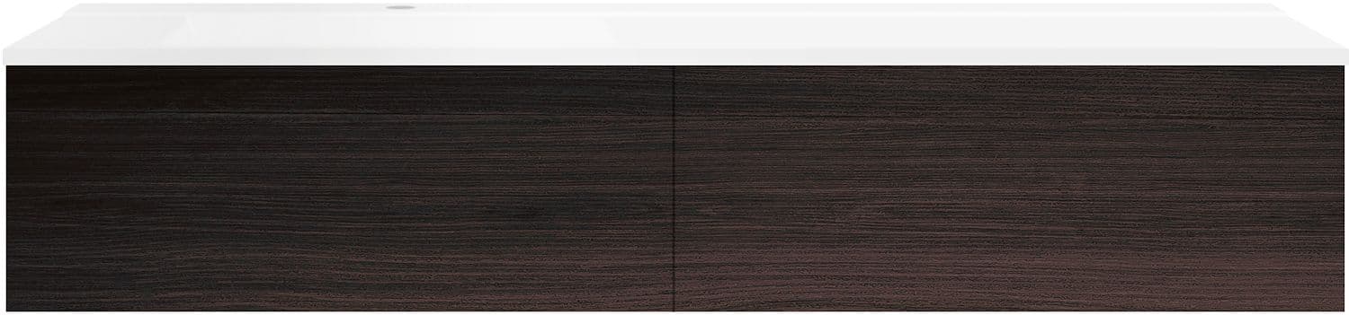 SOUS MEUBLE COFFEE 2 TIROIRS 160 CHENE DECOR MOKKA+LAVABO GAUCHE BLANC