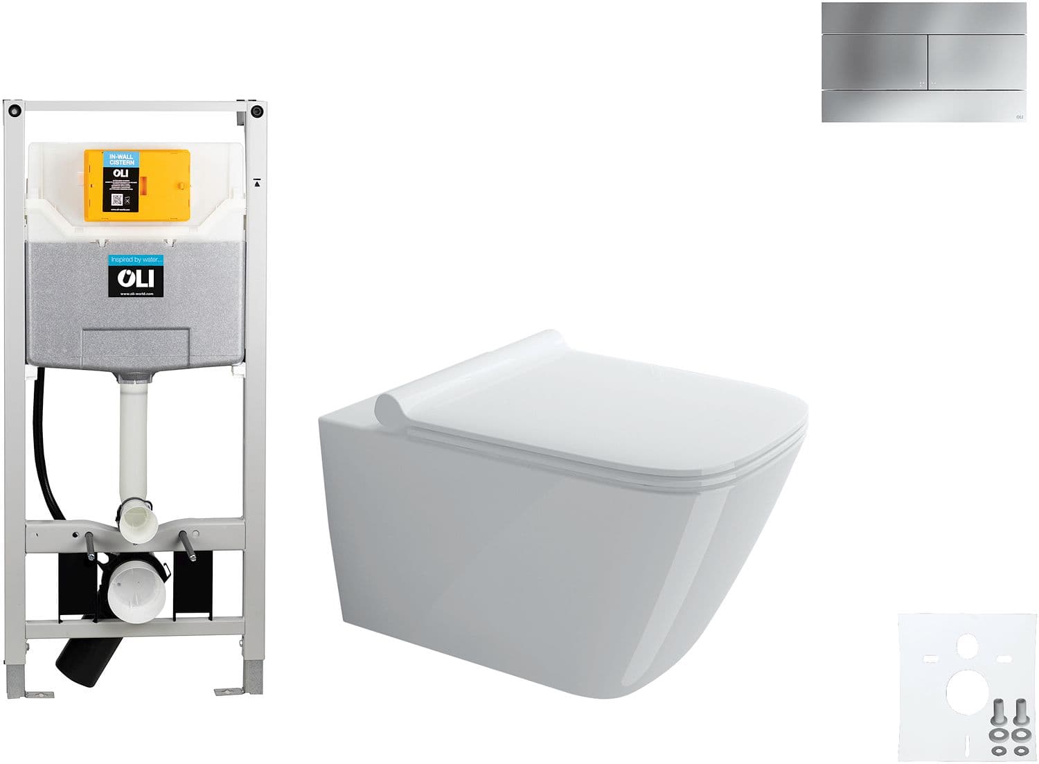 WALLFIX OLI WC SUSPENDU CATALANO GREEN QUICK-RELEASE SOFTCLOSE ANTIBACTERIEN SLIM MAT CHROME