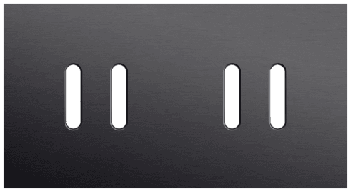 Plaque de recouvrement double, horizontale 71 mm d'entraxe, pour des fonctions de commutation double, couleur Niko Rocker alu black brushed