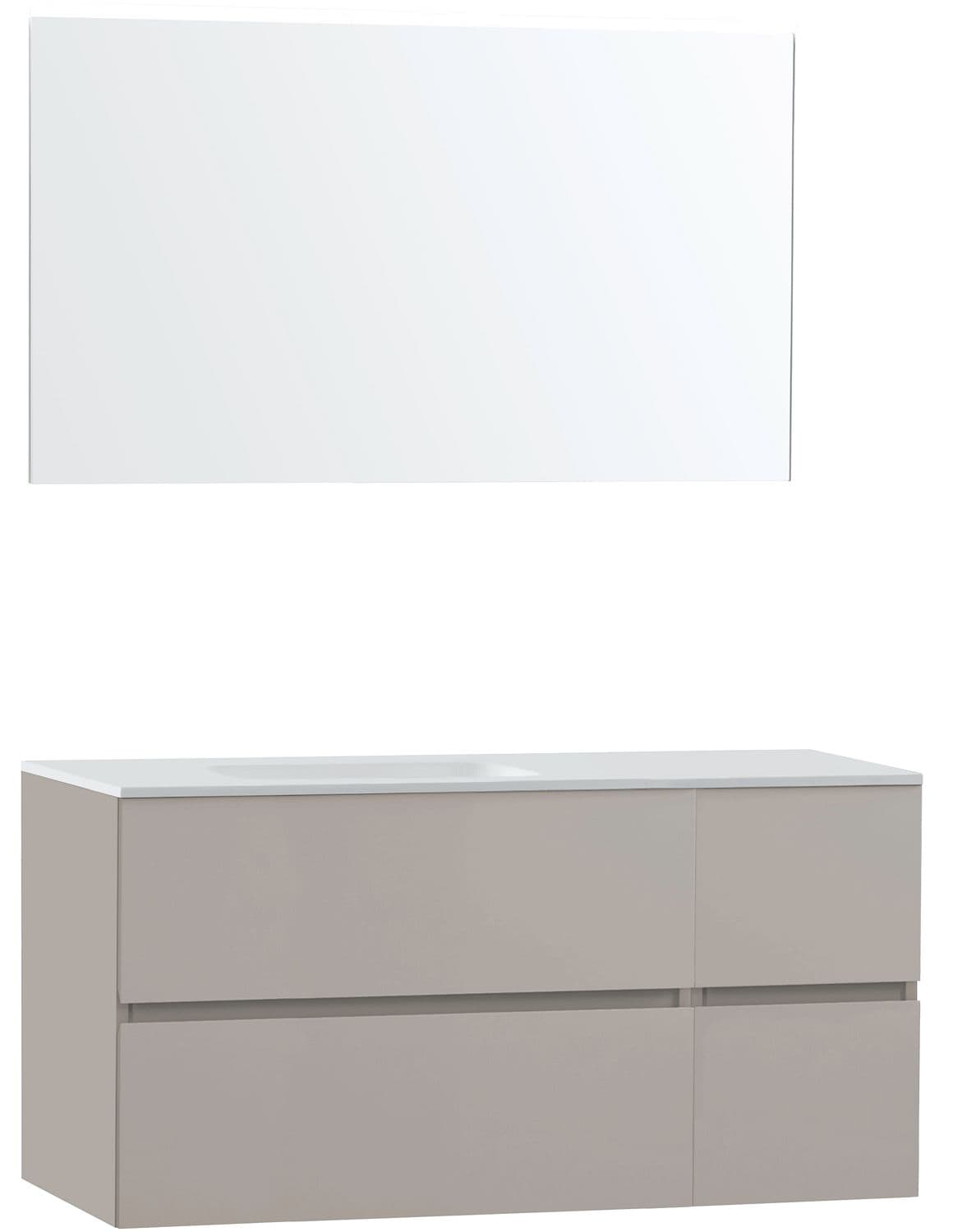 MEUBLE MOLTO POUDRE GRIS 125 GAUCHE SOLID MIROIR