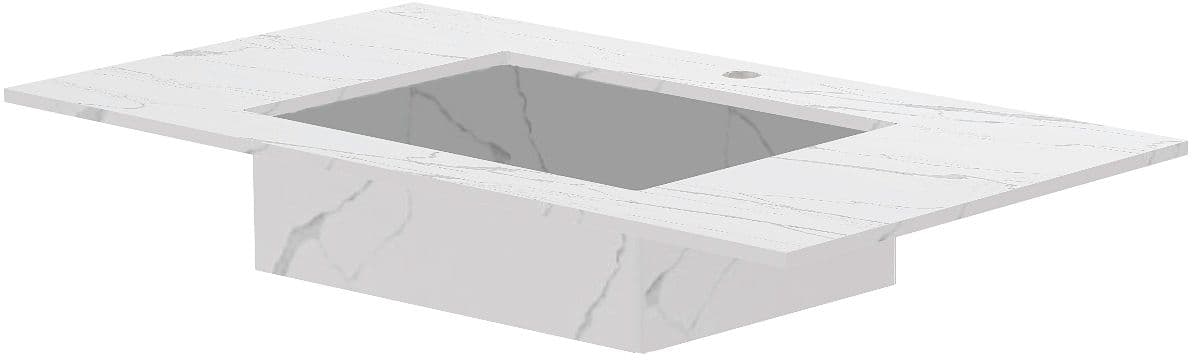 TABLET MARBRE CERAMIQUE PURO LAVABO S L90 H1,2 +TROU ROBINET WHITE CALACATTA
