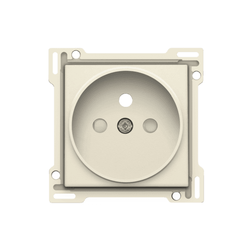 Set de finition pour prise de courant avec broche de terre et obturateurs de protection, profondeur d’encastrement de 21 mm, couleur cream