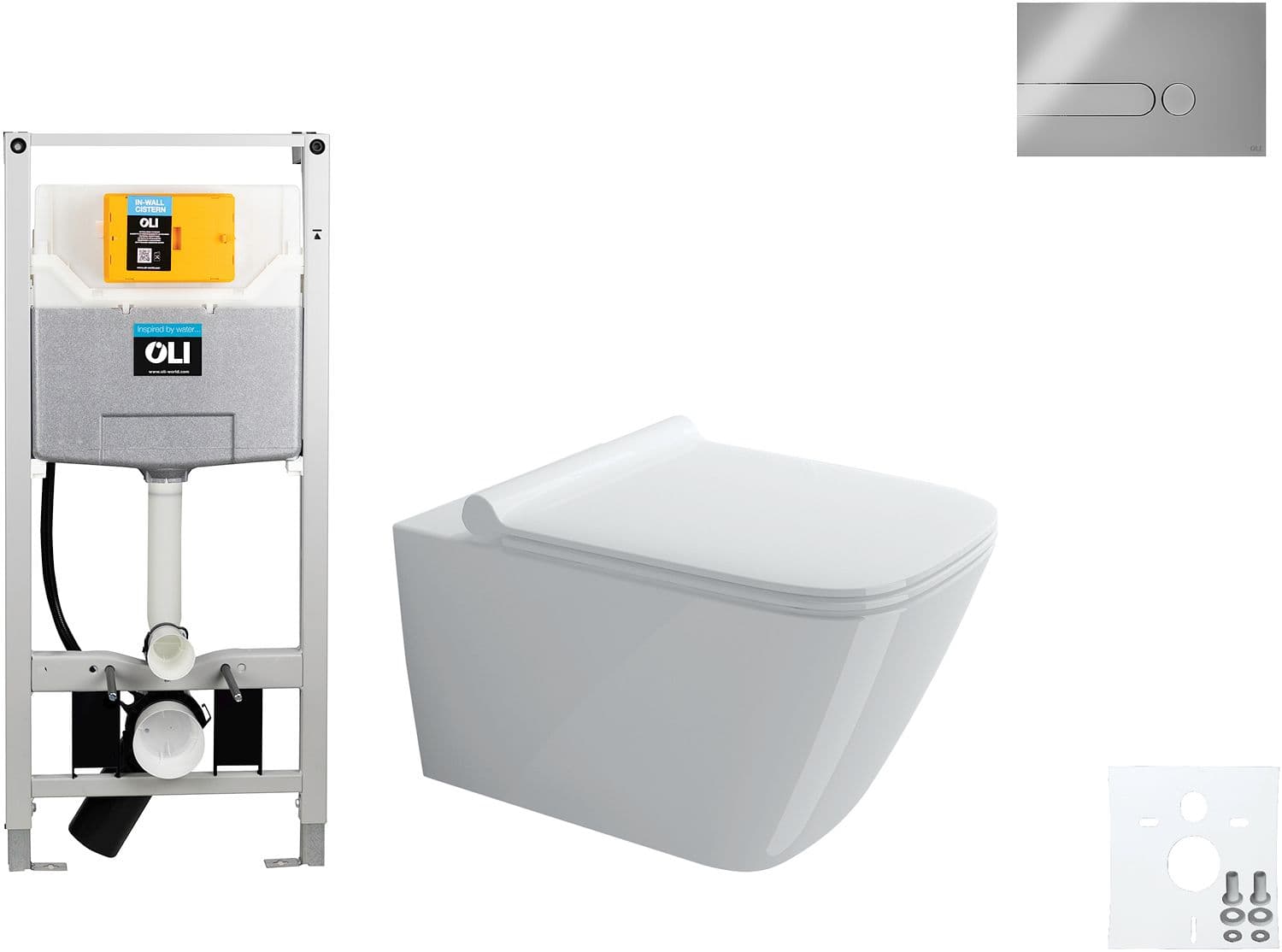 WALLFIX OLI WC SUSPENDU CATALANO GREEN QUICK-RELEASE SOFTCLOSE ANTIBACTERIEN IPLATE MAT CHROME