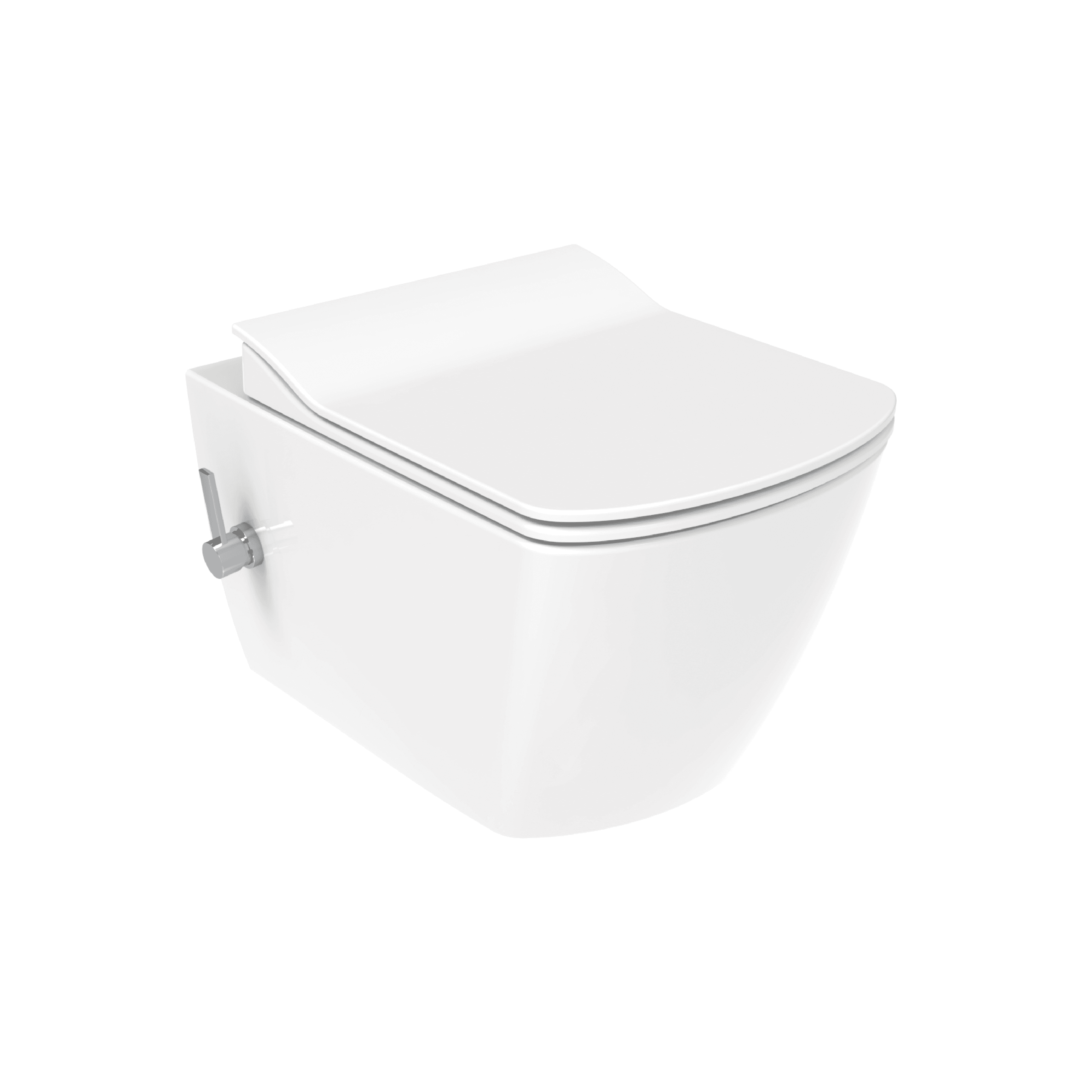 CREAVIT ELEGANT WC SUSPENDU AVEC BIDET - SANS BRIDE - AVEC ROBINET BIDET EAU FROIDE - SANS ABATTANT WC - BLANC BRILLANT