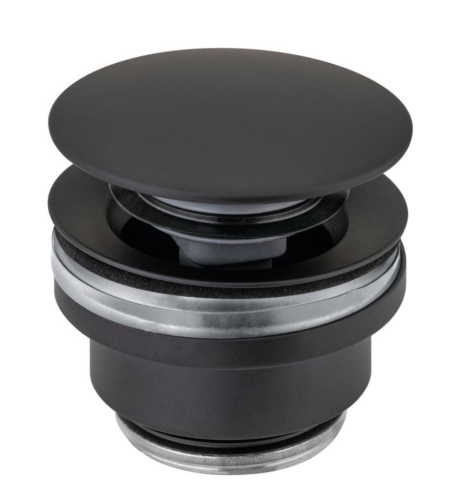 Nero crépine de lavabo click-clack - push open/free flow noir mat