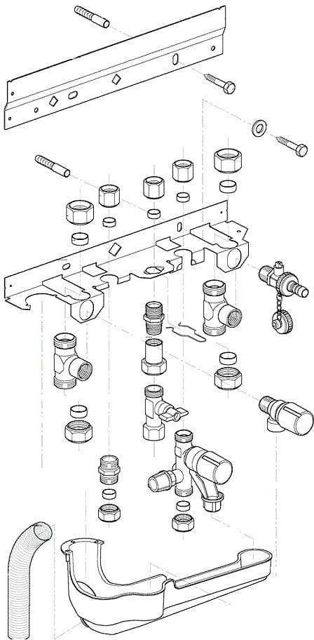 KIT DE RACCORDEMENT INFERIEUR COMPLET POUR HRE COMBI ACV