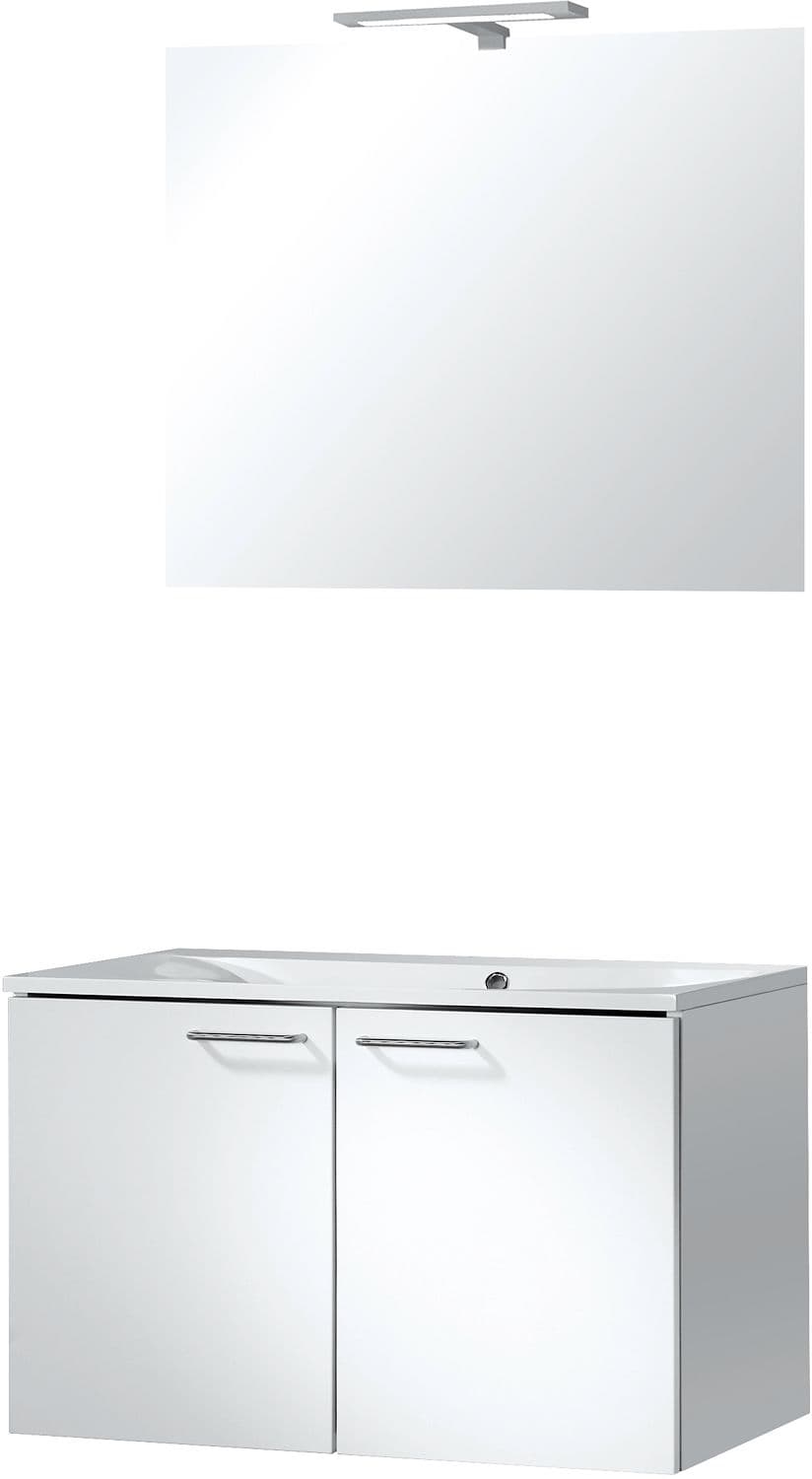 MEUBLE BIZZY 80/80 AVEC MIROIR 80 AVEC ECLAIRAGE BLANC