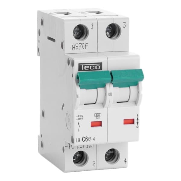 Disjoncteur 2 pôles 6A 4,5kA courbe C