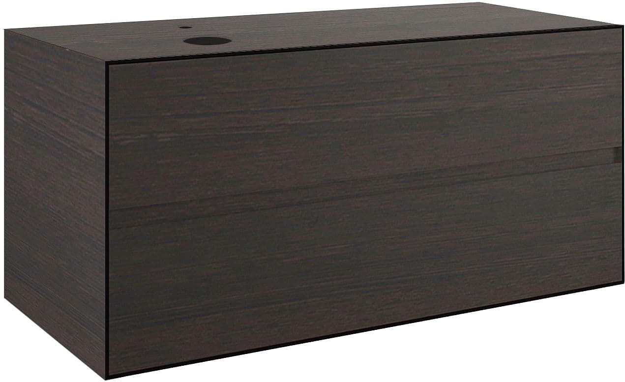 SOUS MEUBLE 2 TIROIRS+ TABLET POUR LAVABO A POSER GAUCHE TENSO 120CM TENSO +TROU ROBINET WENGE