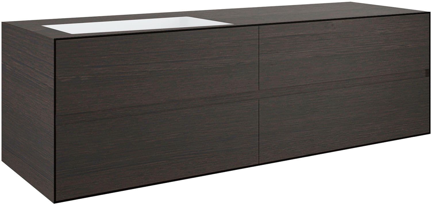 SOUS MEUBLE 4 TIROIRS+ LAVABO SOUS ENCASTRER GAUCHE TENSO 160CM SANS TROU ROBINET WENGE