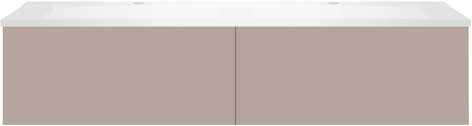 SOUS MEUBLE COFFEE 2 TIROIRS 140 DUO BASALTGRIJS +DOUBLE LAVABO BLANC