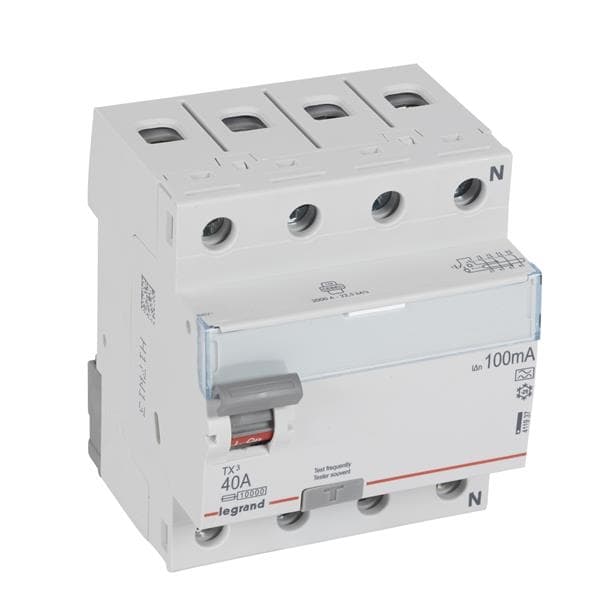Interrupteur différentiel TX³ 4 pôles 100mA 40A type A - 4 modules