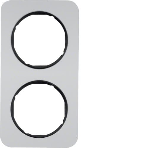 Plaque de recouvrement 2 postes Berker R.1 Alu / Noir