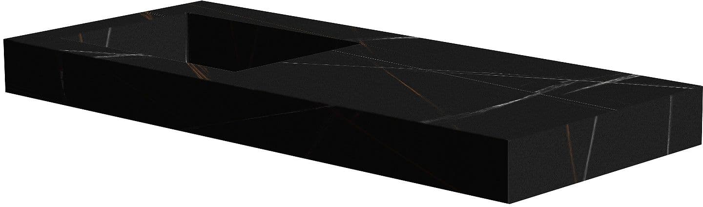 TABLET MARBRE CERAMIQUE PURO LAVABO S GAUCHE L120 H10 SANS TROU BAMBOO BLACK