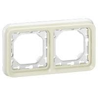 Plexo support plaque 2 postes horizontale à vis Blanc