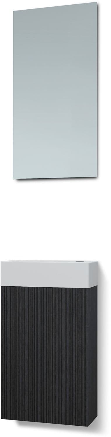 LAVE-MAINS FOREST MARBRE DE SYNTHESE/ 1 PORT/MIROIR CHENE NOIR