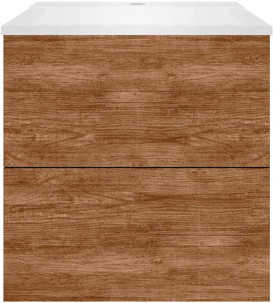 SOUS MEUBLE COFFEE 2 TIROIRS 60 TECTONA DECOR CANNELLE+LAVABO BLANC