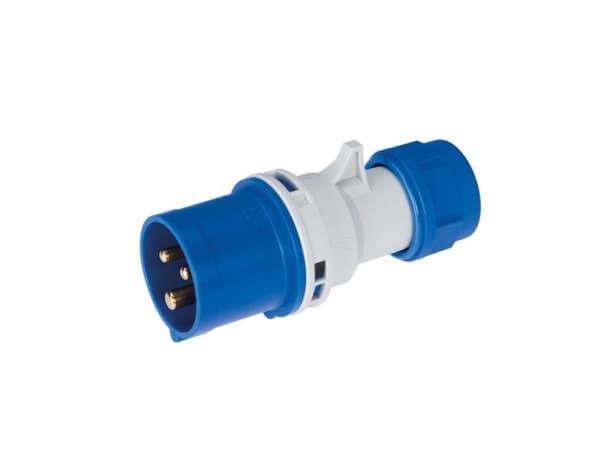 Fiche mâle CEE 16A 240V 2 pôles + T IP44 Bleu