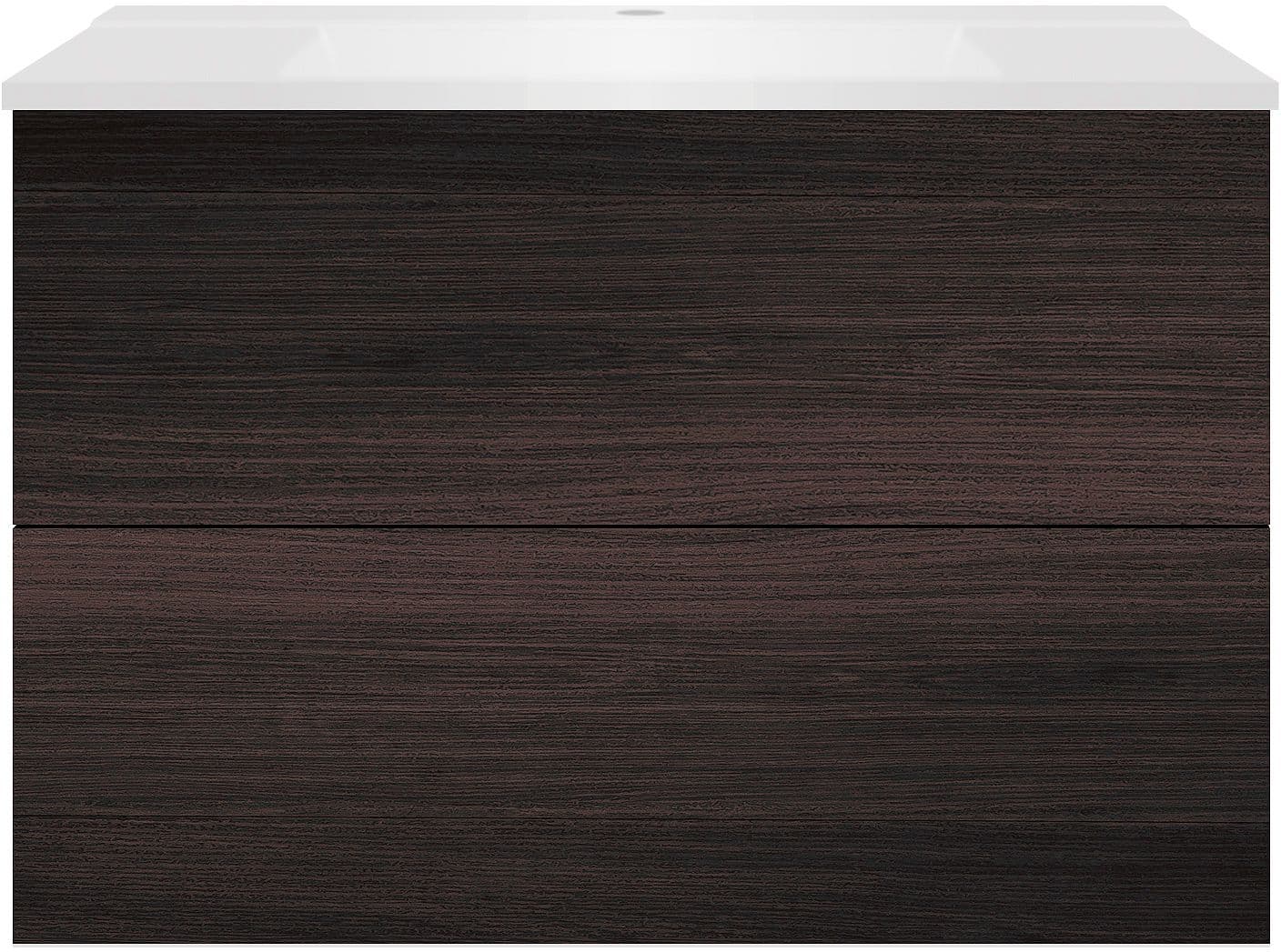 SOUS MEUBLE COFFEE 2 TIROIRS 90 CHENE DECOR MOKKA+LAVABO BLANC