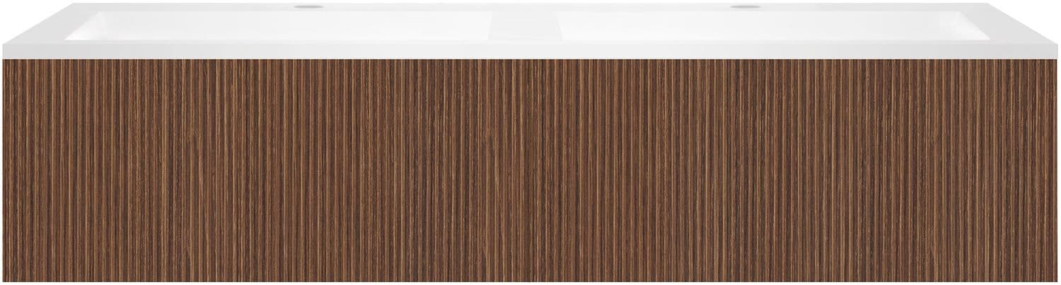 SOUS MEUBLE COFFEE 2 TIROIRS 140 NOYER SMARTLINE +DOUBLE LAVABO EN MARBRE SYNTHETIQUE BLANC MAT