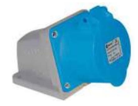 Prise CEE femelle murale 4 x 32A 200 - 250Vac 9h Bleu IP44 avec raccords à visser