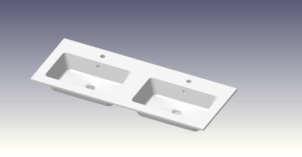intro Cor tablette avec 2lavabos intégrés 1205x460x140mm blanc mat