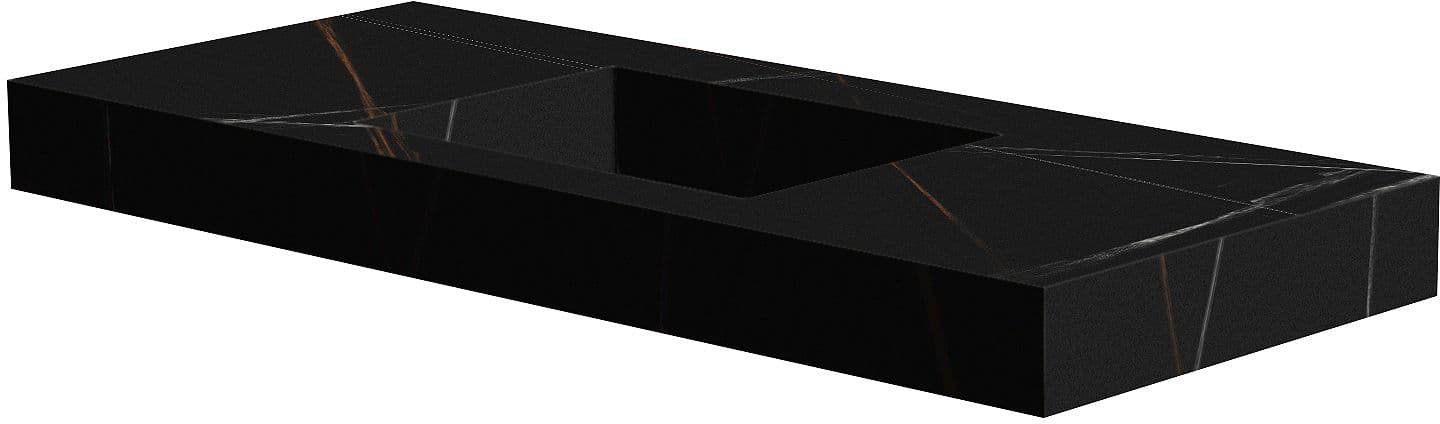 TABLET MARBRE CERAMIQUE PURO LAVABO S CENTRAL L120 H10 SANS TROU ROBINET BAMBOO BLACK