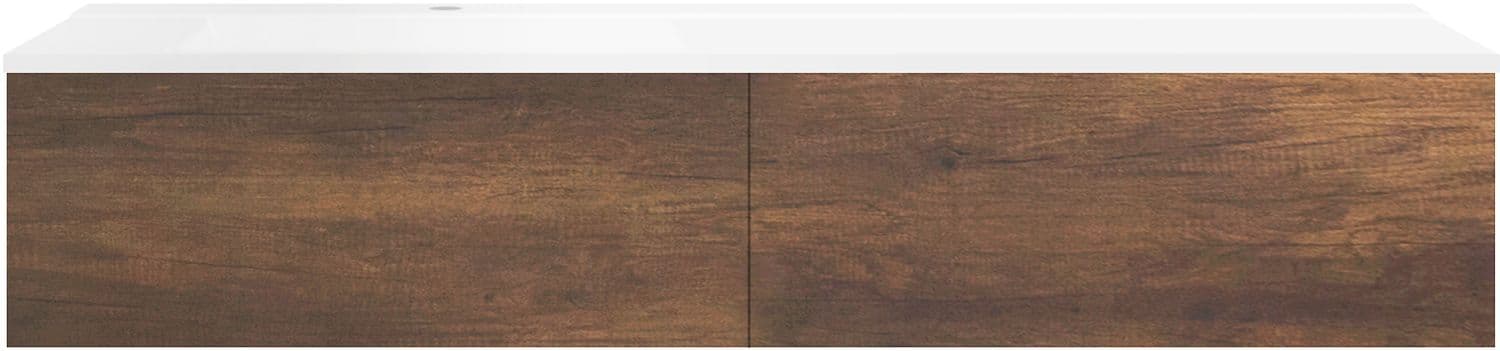 SOUS MEUBLE COFFEE 2 TIROIRS 160 CHENE DECOR ROUILLE+LAVABO GAUCHE BLANC