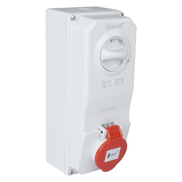 Prise verrouillée à montage mural Rouge 5 x 32A IP44 400V