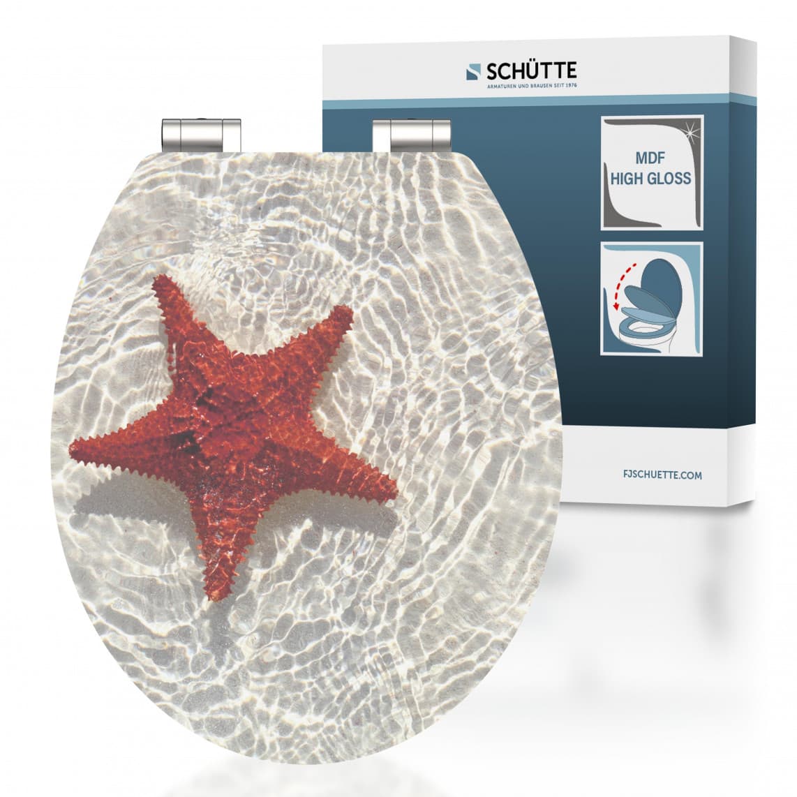 80541 abattant WC en MDF HG RED STARFISH, avec frein de chute
