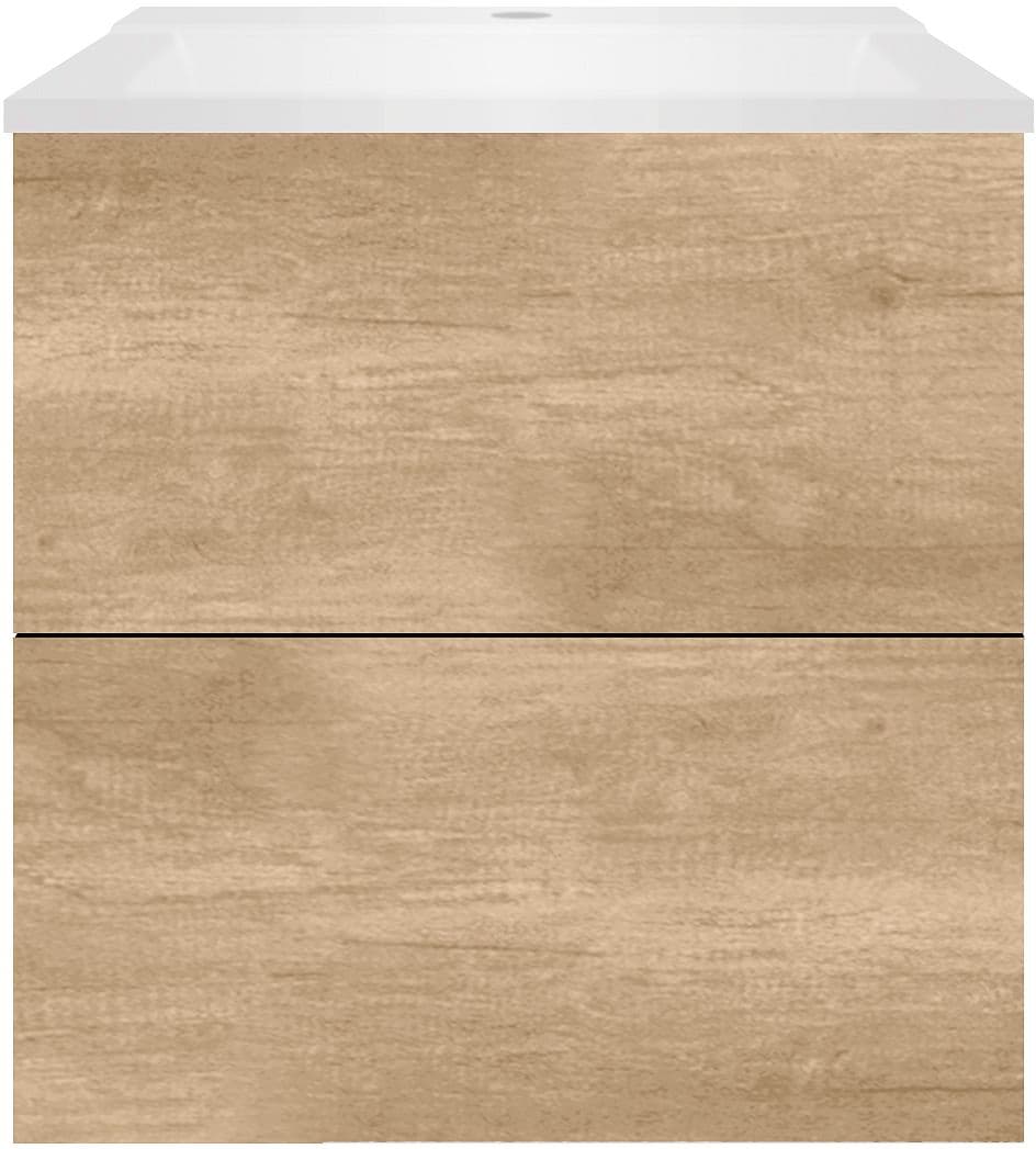 SOUS MEUBLE COFFEE 2 TIROIRS 60 CHENE DECOR CACHMIRE+LAVABO BLANC MAT
